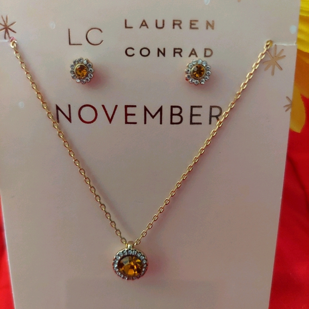 Birthstone Pendant Necklace and Earrings Set